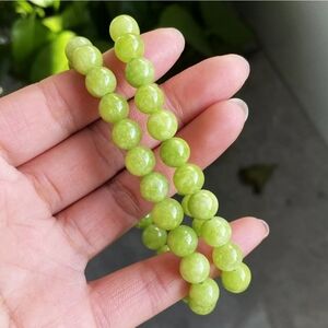 8mm 2Pcs Natural Hetian Green Jade Gemstone Beads Bracelet Reki Healing
